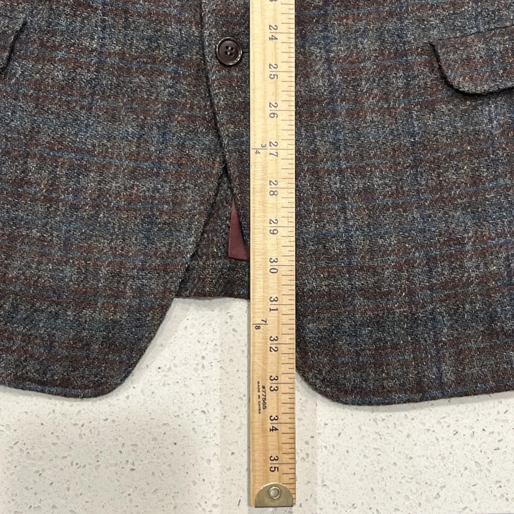 Vintage Harris Tweed Plaid Multicolor  Gray Wool Blazer Sport Coat 44R
